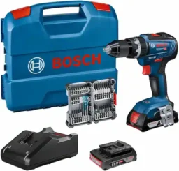 Bosch Professional 18V System GSB 18V-55 - Taladro percutor a batería (Brushless, 55 Nm, 2 baterías x 2.0 Ah, set 35 acc. impacto, en maletín) - Amazon Exclusive