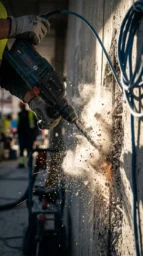 Taladro Bosch GSB 13 RE perforando hormigón en obra