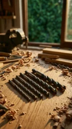 Set brocas helicoidales sobre madera